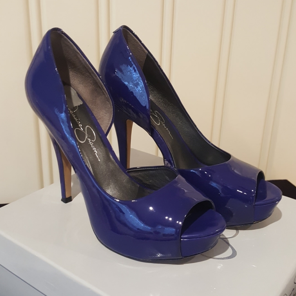 Jessica Simpson Patent Purple Peep Toe Heels